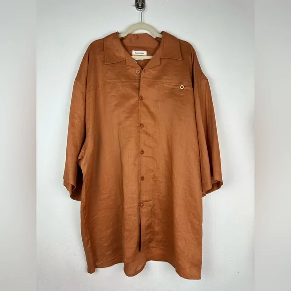 Daniel Ellissa 100% Linen Short Sleeve Men’s Top 4XL Pants 48x34 Rust Suit Set